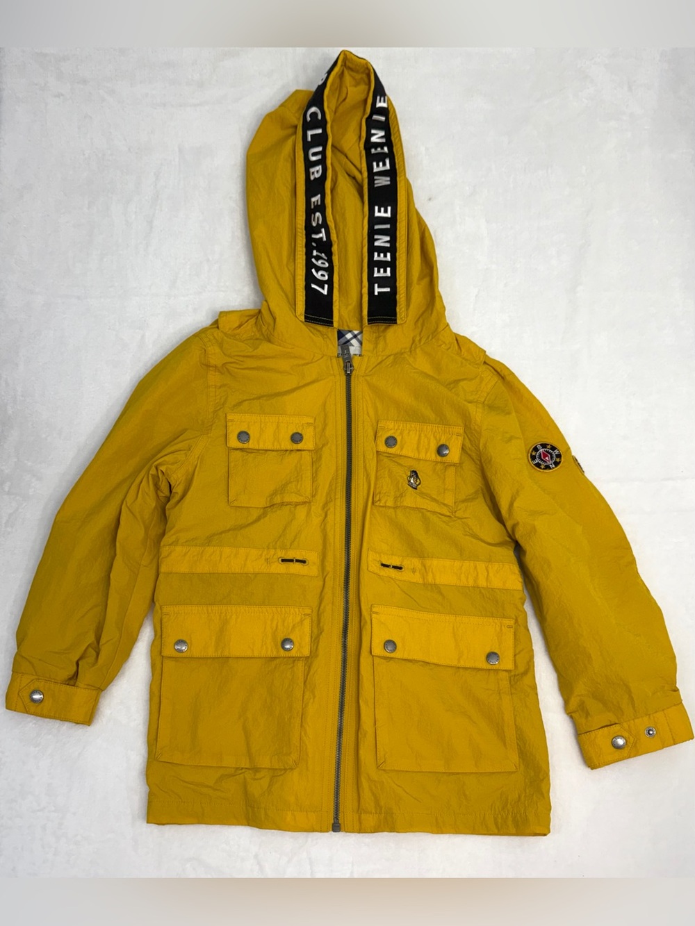 Teenie Weenie Kids Yellow Hooded Field Jacket Size 130 7-8 Lightweight Coat Boys